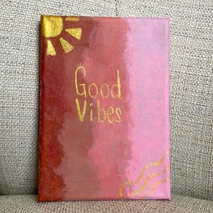 Cute hand painted gold Good Vibes Golden canvas from local art company